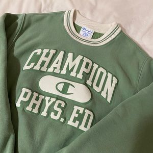 Champion ☀️ Rare Soft Green Physical Ed Pullover